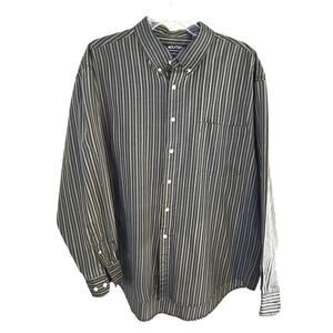 Puritan Men's XL Shirt Green Strip Dress Button Down Top Size 46 48